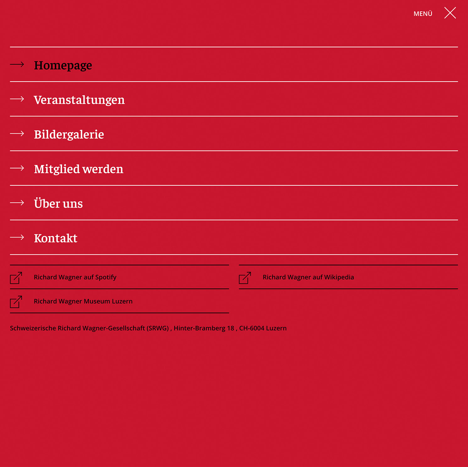 Schweizerische Richard Wagner-Gesellschaft (SRWG) Website Navigation