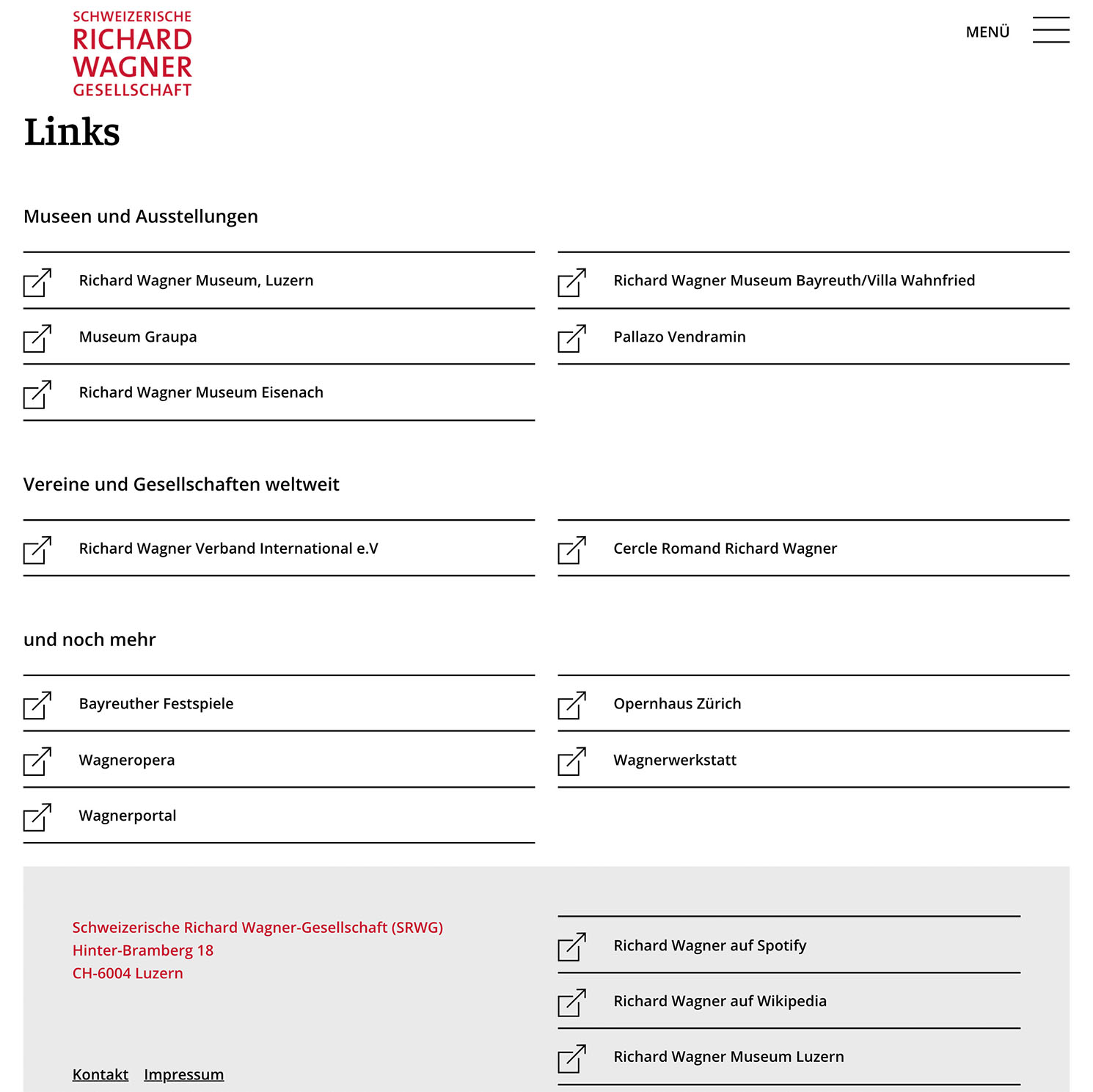 Schweizerische Richard Wagner-Gesellschaft (SRWG) Website Links