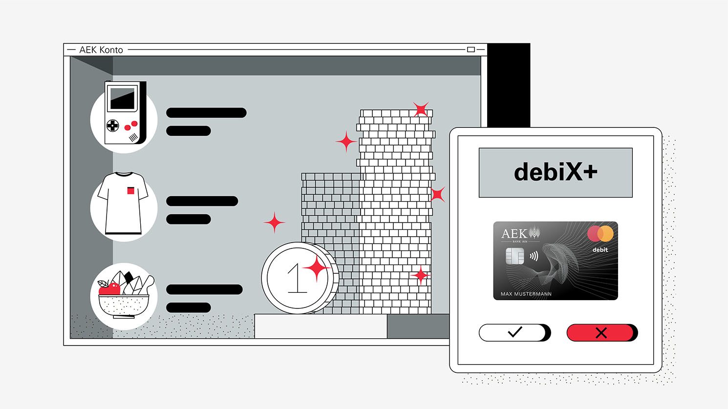 AEK Debit Mastercard, Bestätigung mit der debix+ App, Animation